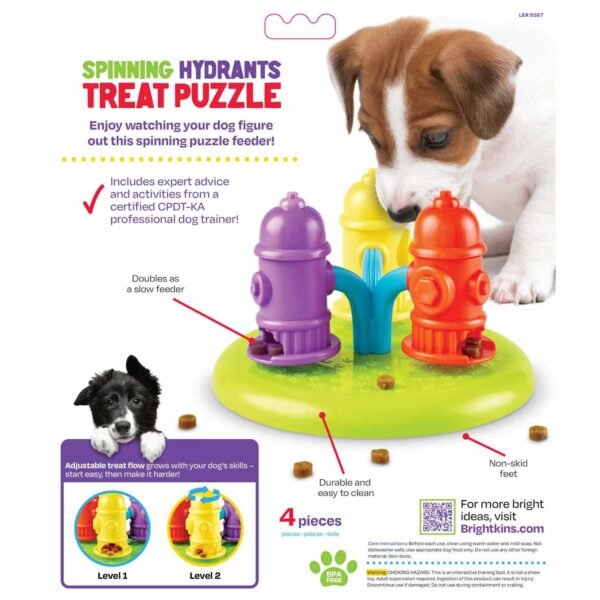 Brightkins Spinning Hydrants Dog Treat and Meal Interactive Feeder Toy - Image 2