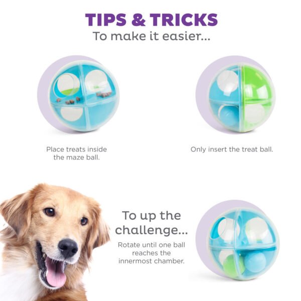 Nina Ottosson A-Maze Ball Dog Puzzle Treat Ball - Dog Enrichment Toy - Image 3