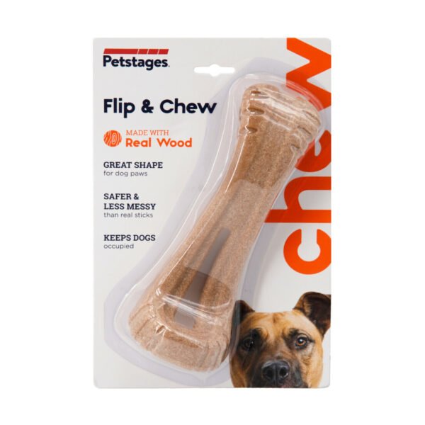 Petstages Dogwood Flip & Chew Real Wood Textured Dog Bone - Medium - Image 4